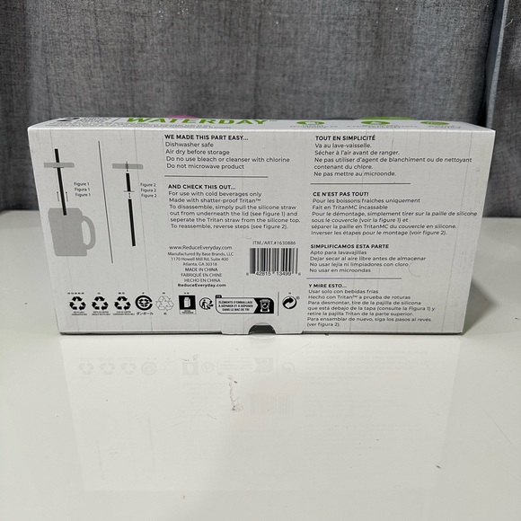 Reduce water day 80 oz. All day hydration w/tracks and straw. NWT. 2 piece. - Picture 3 of 6